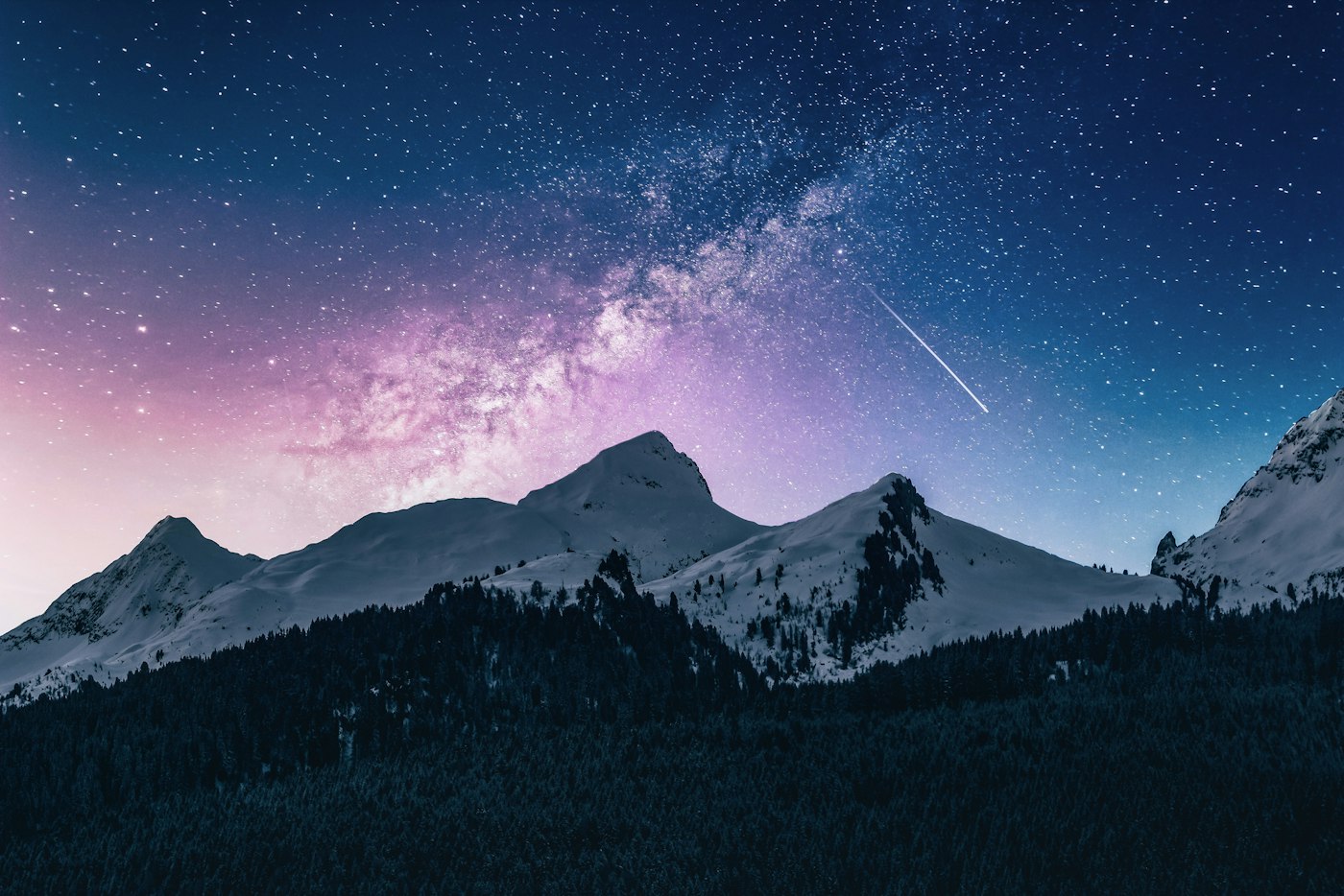 Night sky over chalet
